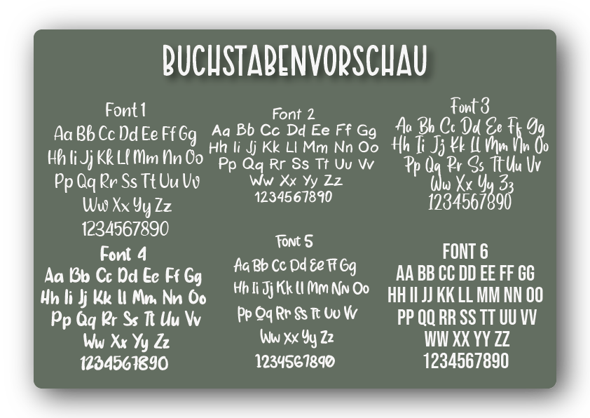 Wunschtext Aufkleber viele Schriftarten zur Auswahl