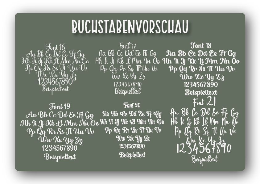 Wunschtext Aufkleber viele Schriftarten zur Auswahl