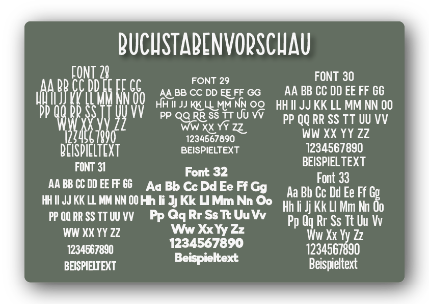 Wunschtext Aufkleber viele Schriftarten zur Auswahl