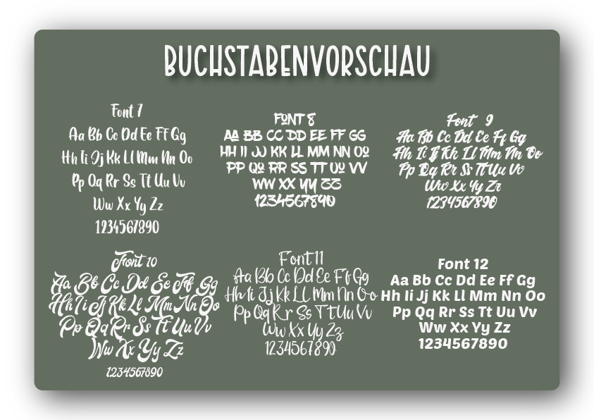 Wunschtext Aufkleber viele Schriftarten zur Auswahl